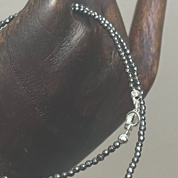 Petite Gemstone Iron Grey Hematite Choker Necklace | 18" | NWT - Picture 5 of 5
